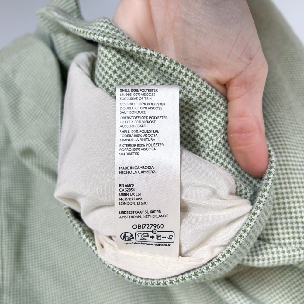 Anthropologie Maeve Houndstooth Green Knit Oversized Trucker Jacket - Picture 6 of 8